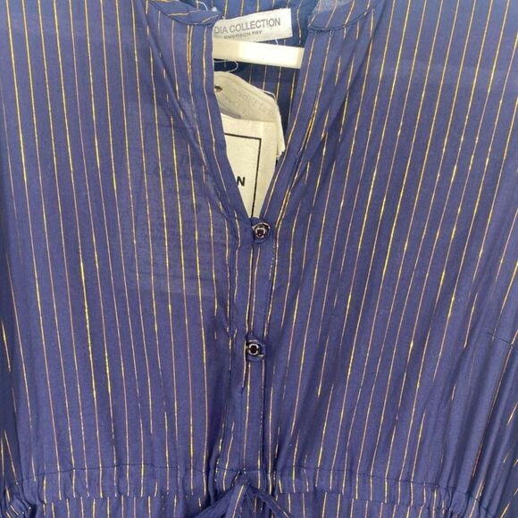 NWT India Collection by Emersen Fry Frances Maritime Lurex Women's Maxi Dress - Picture 11 of 13